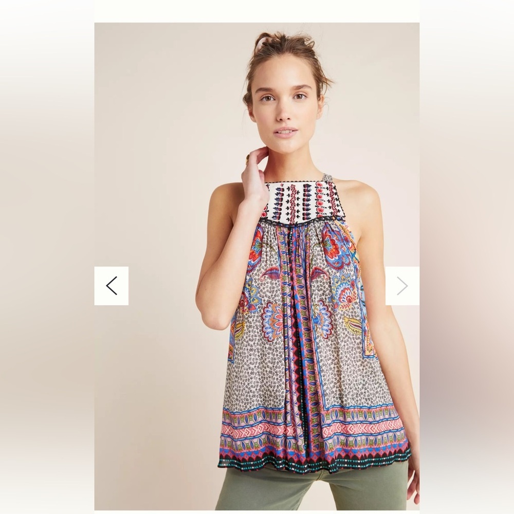 Anthropologie Bhanuni by Jyoti Embroidered Blusa Esme Halter Size L